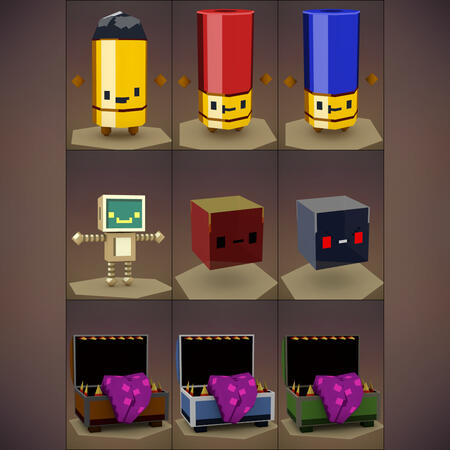 Aug. 2018 - Various characters from Enter The Gungeon in a low-poly style.