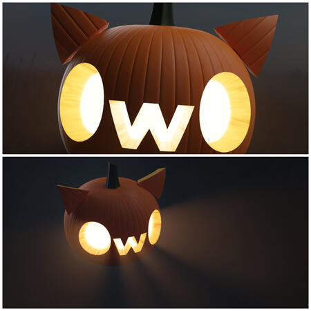 Oct. 2018 - A Jack-O-Lantern with an OwO face. Based on a meme photo from around that time. 🔗