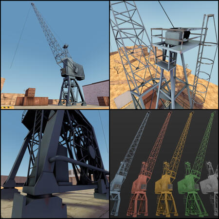Sep. 2022 - A Harbour Crane for Team Fortress 2, modeled after the cranes in St. Sampson. Has 3 separately moveable parts and 5 texture variants. Available on TF2Maps.net. 🔗